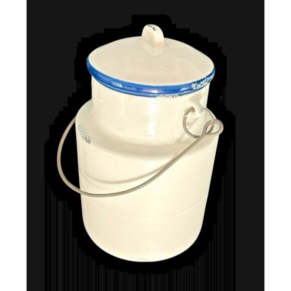 Mason Craft & More White Rustic Milk Churn Ceramic Storage Jar 8” Suction Lid - Picture 1 of 9